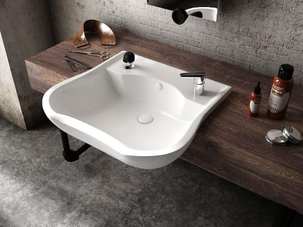 Barbershop Oval Beyaz Berber Lavabosu